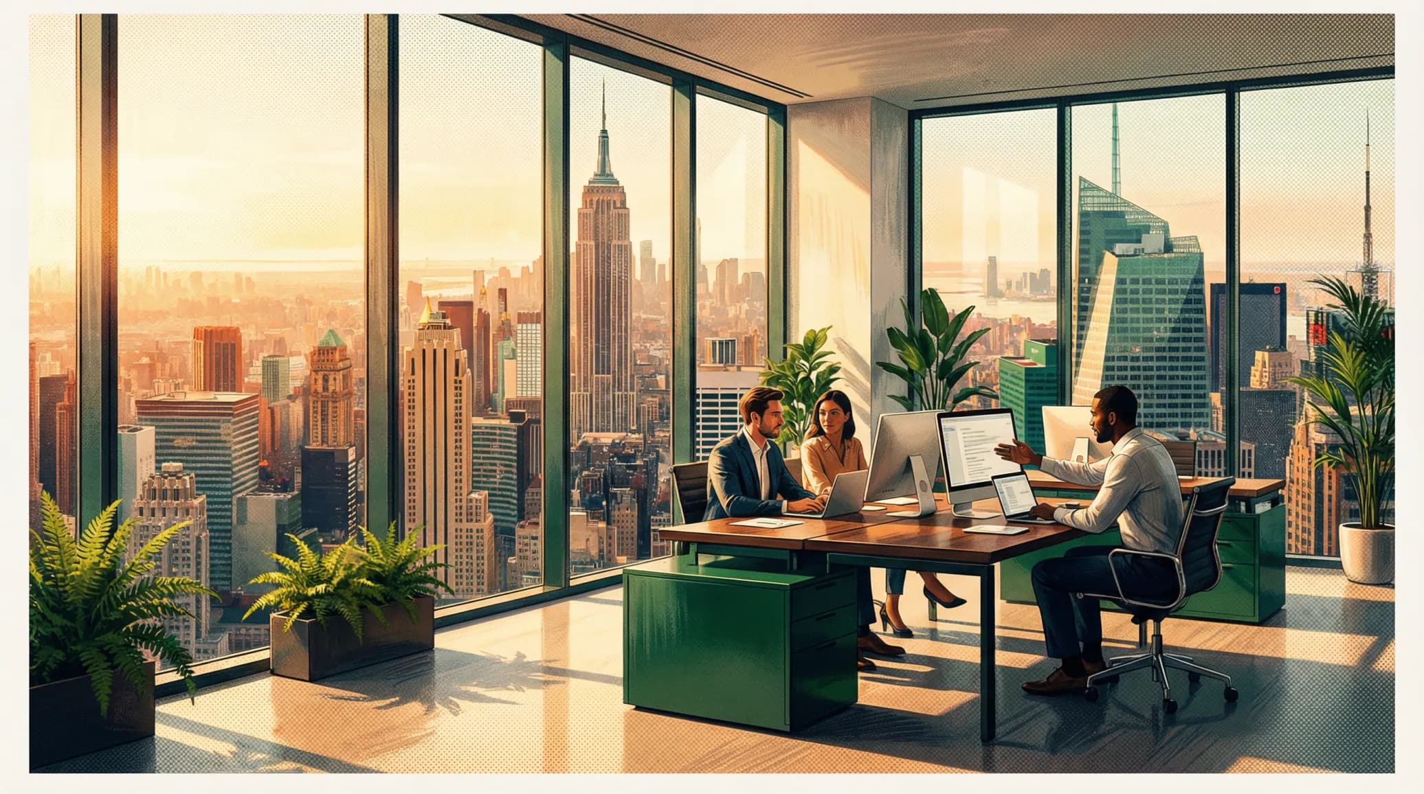 people sitting at an office in New York City